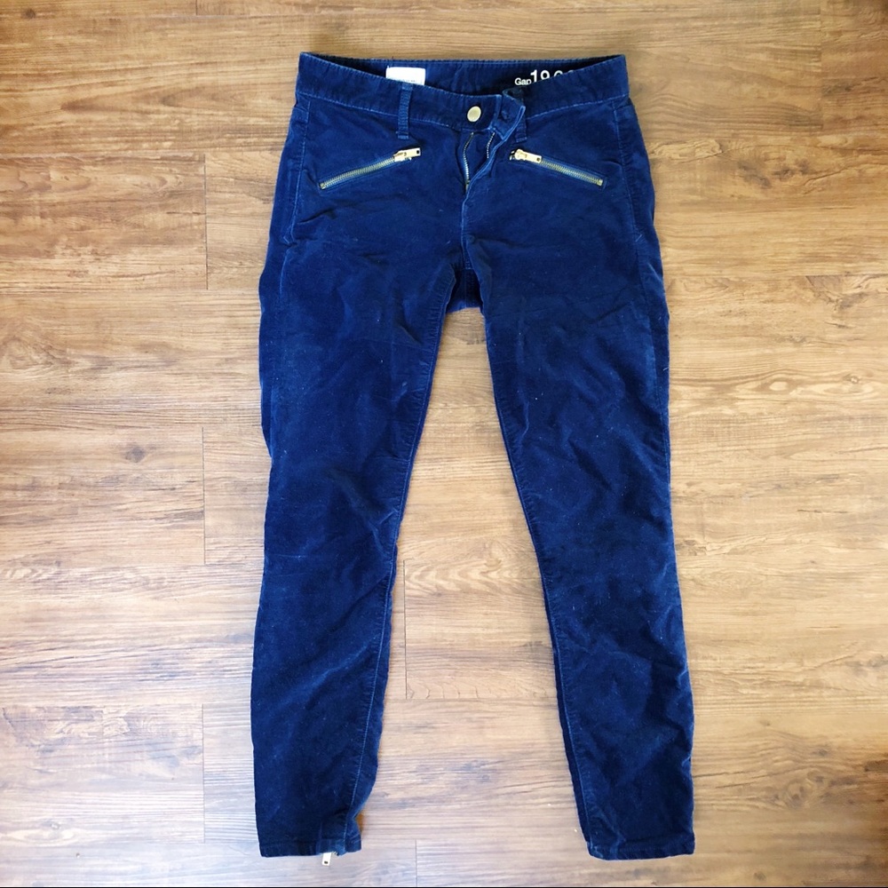 Gap velvet jeans with zipper detail